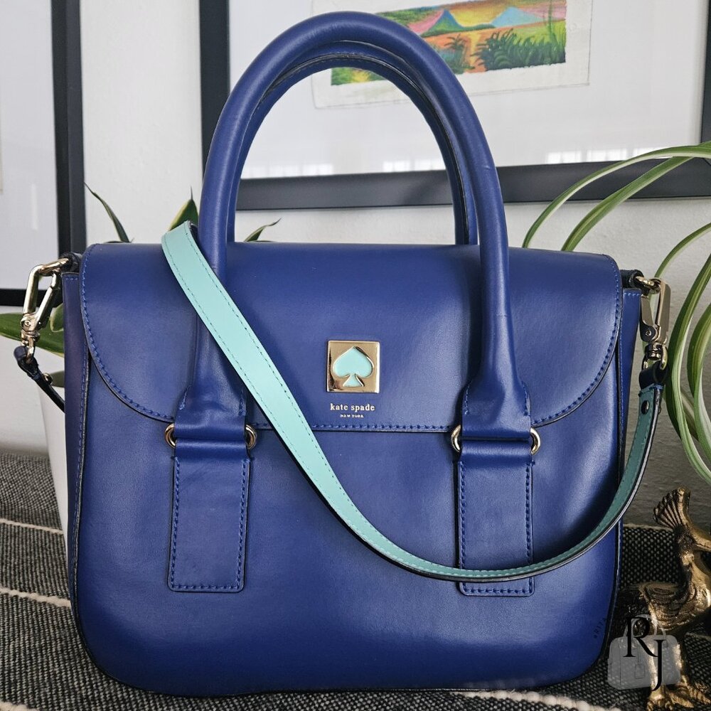 Kate Spade New York Bond Street Flo Satchel Crossbody – Royal Blue / Aqua